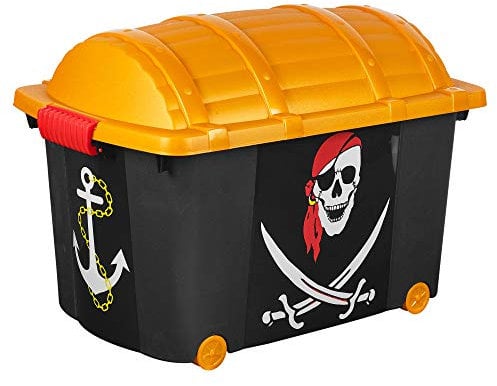 URBN-TOYS Pirate Or Fairy Designed Treasure Storage Container Chest Box Party Prop Play Set For Kids (Pirate Design, 1)