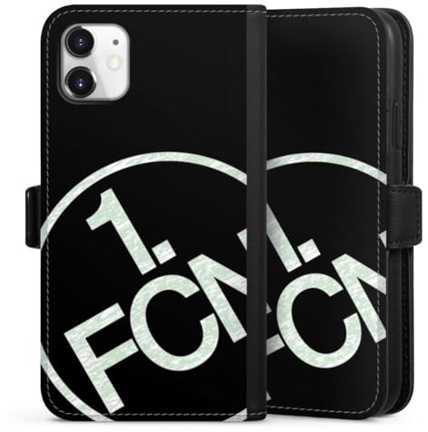 Klapphülle kompatibel mit Apple iPhone 11 Handyhülle aus Kunst Leder schwarz Flip Case 1. FC Nürnberg Logo 1. FCN