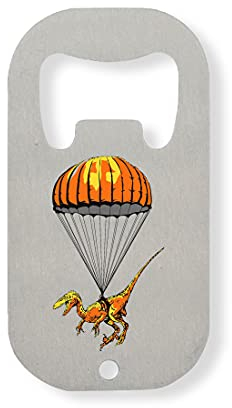 Generic Raptor Parachuting Funny Dinosaur Flaschenöffner aus Edelstahl Silber