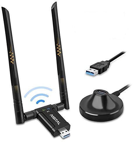 Chiavetta Wifi per PC Fisso 1200Mbps, Adattatore WiFi USB Dual Band 5GHz/867Mbps + 2.4GHz/300Mbps Adattatore Wireless USB 3.0 2x5dBi Antenne WiFi Dongle WiFi per Windows 11/10/7/XP/Mac OS X