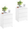 Yaheetech 2 PCS Bedside Table, 3-Drawer Vertical End Table, Wooden Night Stand Large Storage Units for Bedroom Living Room Office, 35 x 45 x 60.5cm White