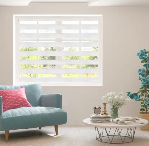 ZEBRA BLINDS | Day and Night | 50-55-65-75-85-95-105-115-125-135-145-155-165-175-185-195-205-215-225-230 cm Width | 150 cm Drop | Made to Measure | Customized | Bespoke (White, 220cm)