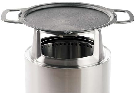Solo Stove Gusseisen-Plancha mit Aufsatz für Ranger Feuerschale | Grillplatte mit Edelstahl-Aufsatz, Umbau von Feuerstelle zu Grill, Zubehör für Feuerschale, Kochoberfläche: Ø 36 cm, 5,7 kg