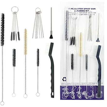 ZHUITU 21 PCS Paint Spray Gun Cleaning Kit with Nylon Brushes, Needles for HVLP Airbrush Nozzles, Included Components: Brush, Cleaning Needles