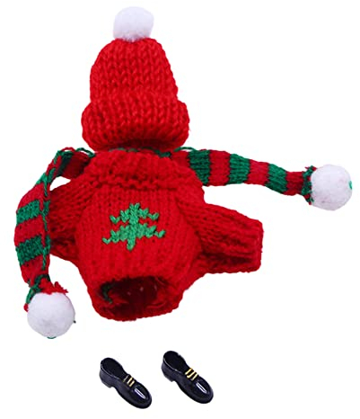 LICHENGTAI Weihnachten Elf Puppe Zubehör Set Weihnachten Puppenbekleidung Weihnachten Miniaturen Spielzeug Mini Kleidung Ornamentschristmas Kunst Liefert für 1/12 Puppenhaus