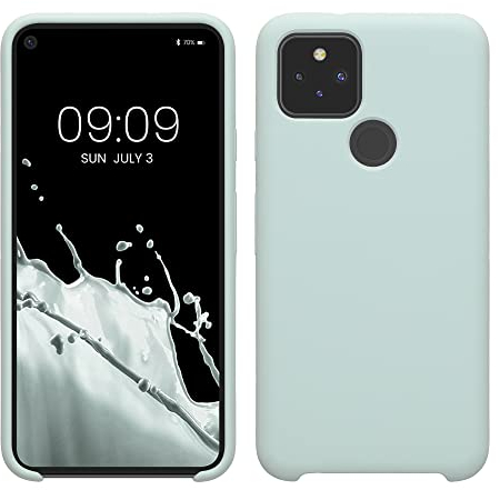 kwmobile Hülle kompatibel mit Google Pixel 5 Hülle - Silikon Handy Case - Handyhülle weiche Oberfläche - kabelloses Laden - Cool Mint