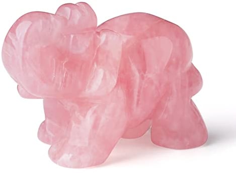 XIANNVXI Rosenquarz Elefant Deko Elefanten Kristalle Statue Figuren Dekoration Handgeschnitzt Skulptur Büro Deko Poliert Steine Edelsteine Natürlich Geschenk 1,5