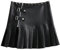 Hot Girl Style PU-Leder-Motorrad-Nieten-Faltenrock, feminin, sexy, hoch taillierter, schwarzer Schlitz-Minirock, trendy-Schwarz-S