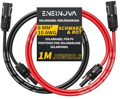 Solarkabel 4mm²/6mm², Solarkabel Verlängerung 1/2/3/5/8/10/12/15/18/20M, Multi-Contact 4 Verlängerungskabel, IP67 Wasserdichtem für PV Solaranlage(6mm² 1M)