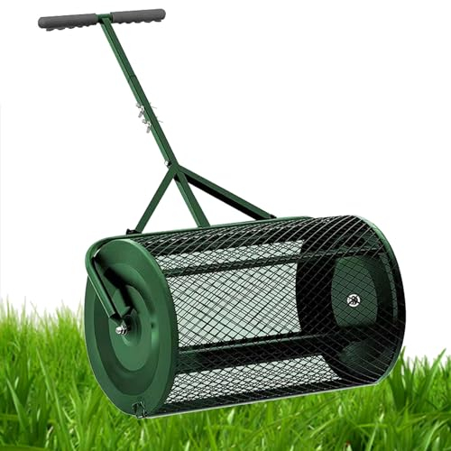 SACLMD Kompoststreuer für Rasen,Düngerstreuer Walze,Leichter Düngerstreuer,Kompoststreuer,für Garten und Hofpflege,Green-40 * 60cm