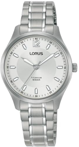 LORUS Herren Analog Quarz Uhr mit Titan Armband,Silber/Weiß