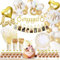 Engagement Decorations 120 Pcs - Gold White Tableware for 10 Guests, Balloon Arch, Mr and Mrs Foil Balloon, Diamond Ring Balloons for Engaged Party
