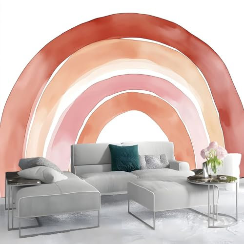 Papier Peint Panoramique BohèMe Arc En Ciel 250 x 175 CM Photo Décoration Murale, Papier Peint Mural Pour Salon Adulte Chambre d'enfants Fond Tv - Blanc