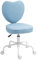 HOMCOM Sedia per Scrivania a Forma di Cuore, Sedia da Ufficio con 5 Rotelle Girevoli e Altezza Regolabile in Tessuto, 40x50x79-89cm, Azzurro