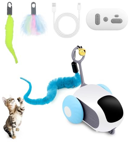VMUTGA Juguetes para Gatos, Ratón de Juguete Eléctrico para Gatos, Juguete Gato Interactivo con Control Remoto, Dos Modos interactivos, Ratones de Juguete con Cable USB