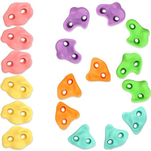 TOPNEW 18 Stück Klettergriffe Kinder Outdoor Klettersteine Kinder Outdoor Kletterwand Outdoor Kinder Kletterwand Griffe Kommt mit Befestigungsmaterial Kletterset und Kletterwand Kinderzimmer