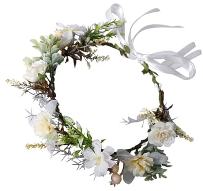 OFFIGAM Grüner Künstlicher Blumenkranz Haarschmuck Leichtes Party Haarband Braut Kopfschmuck für Mädchen Cosplay Fotorequisite Hochzeit Karneval