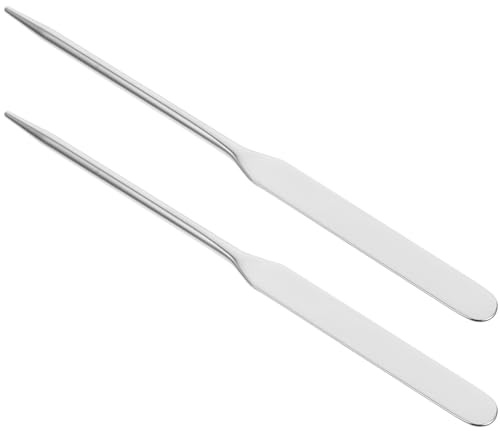 Cabilock 2 Stück Edelstahl Grundierungsspatel mit Langem Griff Multifunktionale Rührstäbe zum Mischen von Make Up und Nagellack für Makeup und Nail Art