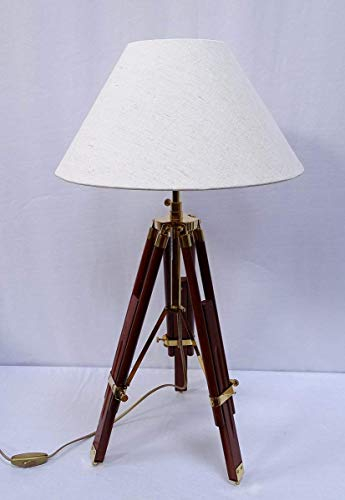linoows Hockerleuchte, Stativlampe, Tripod Tischlampe, Dreibein Lampe Konischer Schirm