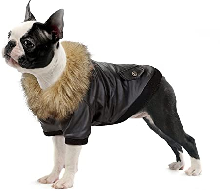 Namsan Leder Hundemantel - Geeignet für Kleine bis Mittelgroße Hund Winter wasserdichte Hundemantel Schwarz, XXL