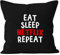 MoonWorks Kissen-Bezug Eat Sleep Netflix Repeat Kissen-Hülle Deko-Kissen Baumwolle schwarz Unisize