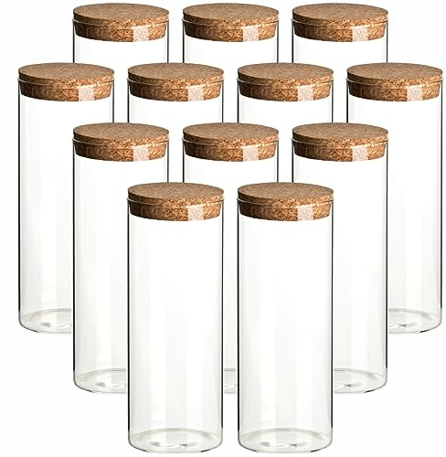 gouveo Lot de 12 bocaux de conservation en verre borosilicate avec bouchon en liège - 1000 ml