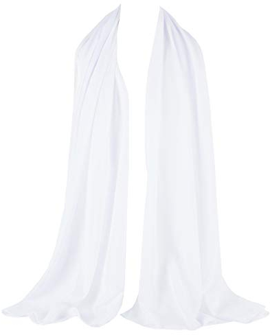 ZAKIRA Scialle in Raso e Chiffon Trasparente da Donna (Bianco)