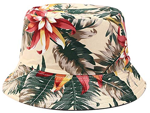 Mashiaoyi Unisex Print Doubleside Wear Wendemütze - Beige - Einheitsgröße