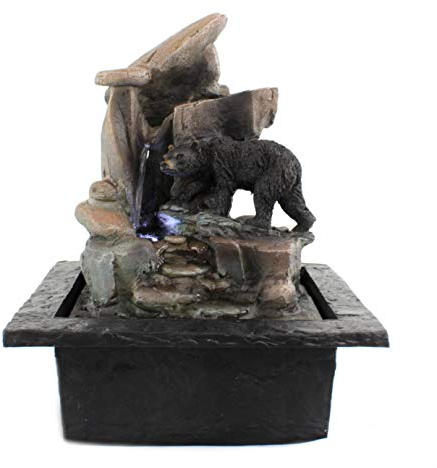 DARO DEKO Brunnen-Set mit Stromstecker und Pumpe Bär 21cm x 27cm