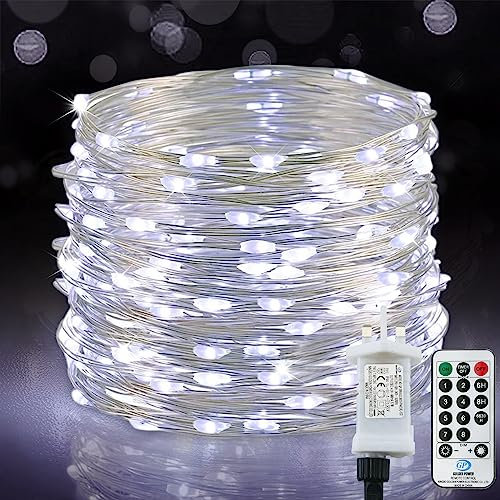 Fairy Lights, 220LED 25M/ 8 Modes Low Voltage String Lights Waterproof Outdoor/Indoor Copper Fairy Lights with Remote Timer for Bedroom, Balcony, Party, Wedding, Christmas (Cool White)