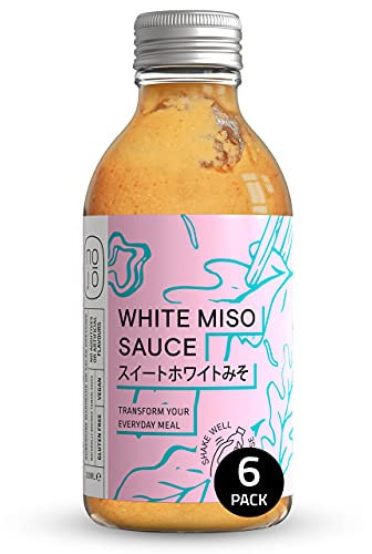 Nojó White Miso Sauce – vegane japanische Sauce – köstliche süße und herzhafte Aromen für Gemüse, Braten und Salate – 6 x 200 ml Glasflaschen – Milch- und Glutenfrei