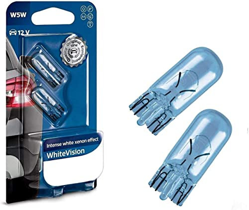 2x Philips White Vision W5W 12V 12961NBVB2 Xenon Effekt 4500K High Tech Ersatz Halogen Birne für Standlicht Positionslicht Bremslicht Hecklicht Innenlicht Leselicht Blinker seitlich E-geprüft