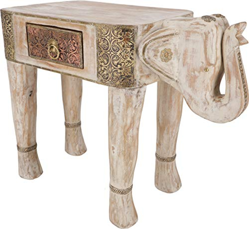 Vintage Hocker, Blumenbank in Elefantenform mit Schublade - weiß / Kaffeetische & Bodentische