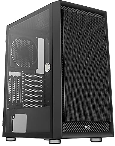 Aerocool GRAPHITEV1, PC Gehäuse ATX, Gehärtetes Glas, Mesh Frontplatte, Schwarz