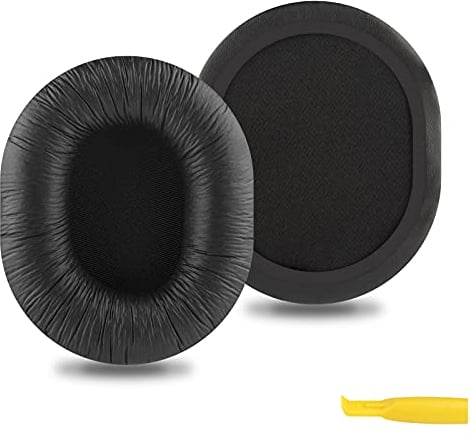 Geekria QuickFit Protein Leather Replacement Ear Pads for Audio-Technica ATH-M40fs ATH-D40fs ATH-M66 Headphones Ear Cushions, Headset Earpads, Ear Cups Repair Parts (Black)