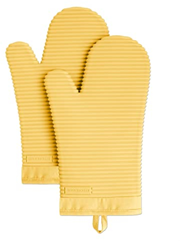 KitchenAid Ribbed Soft Silicone Oven Mitt Set, Orange Sorbet 2 Count