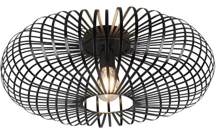 Deckenleuchte mit Metall Gitter Lampenschirm in Schwarz matt Ø 50cm |