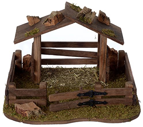 Gehege mit Unterstand aus Holz 15x20x20 cm für 10-12 cm Krippe