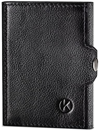 KORUTA® Slim Wallet mit Münzfach & RFID Schutz - Kartenetui - Mini Geldbörse für Herren & Damen - Kreditkartenetui Geldbeutel klein Portmonee Portemonnaie (Schwarz)