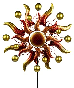 Buntes Windrad für den Garten Modell Sonne aus Metall Windspiel Windmühle 130 cm