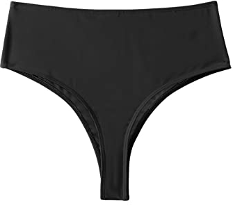 GORGLITTER Damen Bikini Unterteil Hohe Taille Bikinihose Bikini Bottom Triangel Bikinishort Bikinislip Schwarz L