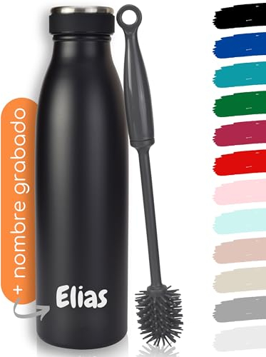 Milu Termo Botella de acero inoxidable con grabado 350, 500, 750, 1 L, 1,5 L, regalo personalizado con nombre de Navidad para hombres, mujeres, mamá, papá, novia (350 ml + grabado)