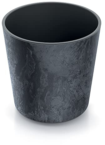 Tymar Macetero con inserto, maceta grande de plástico, forma redonda, interior y exterior (hormigón antracita, diámetro de 30 cm)