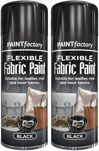 Yorkshire Homeware Flexible Fabric Spray Paint | Suitable for Leather | Vynal Textiles and Most Fabric Black 200Ml (Pack Of 2)