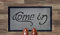 Artisan Kiss Come In Go Away Illusion Nylon Light Grey Brown Cream Green Novelty Door Mat (Light Grey)