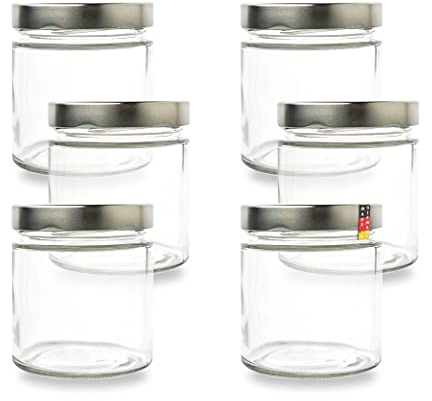 Flaschenbauer - 6er Set Konservengläser 410ml | Einmachgläser mit 82mm TO Deep-Mündung & Silbernen Deckeln | Ideal zum Einkochen, Konservieren & Lagern von Marmelade, Obst, Gemüse und Gewürzen