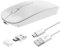 Azmall Mouse Bluetooth - Mouse Wireless Ricaricabile, Ultra Sottile 2.4G Mice Silenzioso DPI Regolabile per Laptop/iPad/MacBook/PC/Mac Forniture per Ufficio Domestico - Bianca