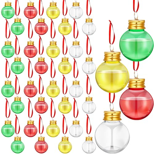 Patelai Weihnachtskugeln, Schnapsglas, Ornament, Kunststoff, befüllbar, Weihnachtsbaumschmuck, Wasserflasche, Glühbirnen für Urlaub, Party, Dekoration, drinnen und draußen, bunt, 36 Stück