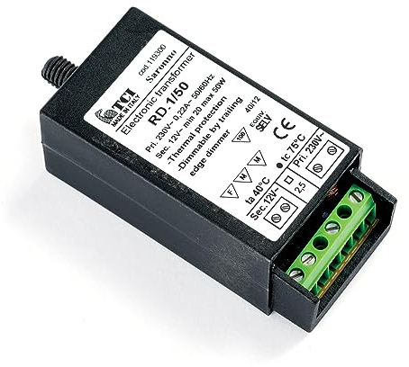 Elektronischer Trafo, Transformator, Halogen, TCI RD.1/50, für Halogenlampen, 20-50 Watt, 12 Volt, schwarz, dimmbar