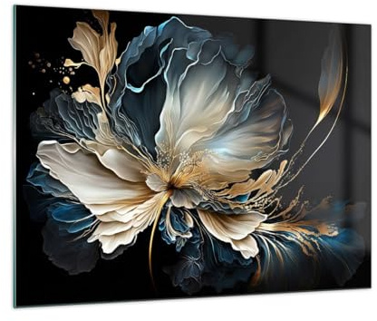 Cuadro sobre Vidrio 70x50cm Moderno Horizontal Botánica Flores - 5766 | Flor Pedazo Cuadro Decorativo Arte mural Salón Dormitorio Cocina Cuadros de Pared Impresión en Cristal Glasprint ARTTOR